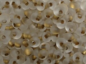 TM-03-0989F Gold Lined Frosted Crystal Magatama 3 mm. TOHO