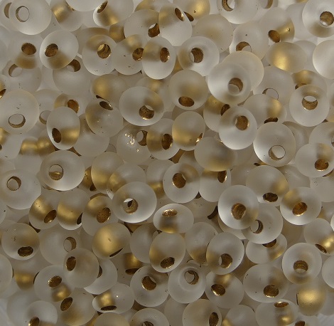 TM-03-0989F Toho magatama 3 mm gold lined frosted crystal