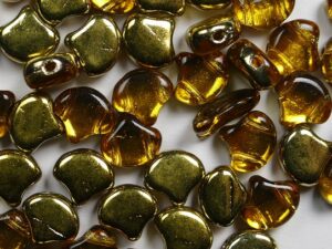 GIN-10060-26442 Matubo 2 Hole Ginko Bead Backlit Golden Ice 10 gram