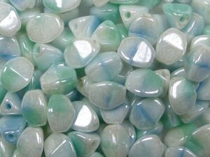 PI-99996-14400 Mixed Blue White Green Luster Pinch beads. 10 gram - Afbeelding 1