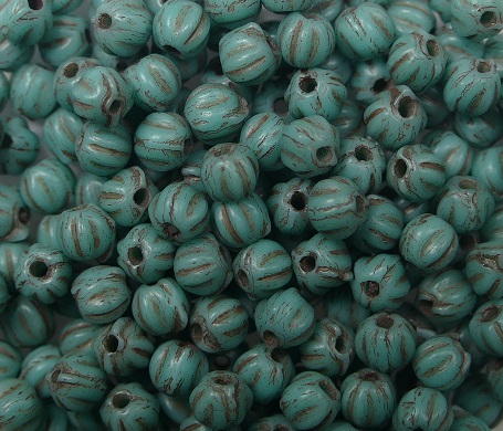mb-03-63150-84110-47510 3 mm melon beads matte persian turquoise bronze