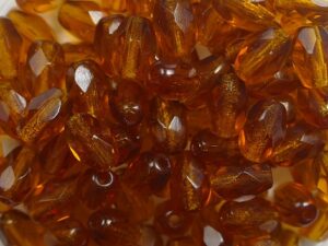 0030327 Dark Topaz Faceted Olive 6 x 4 mm. 24 Pc. - Afbeelding 1