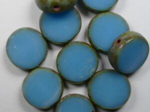 0090417 Blue Travertin Table Cut Round Flat 10 Pc - Afbeelding 1
