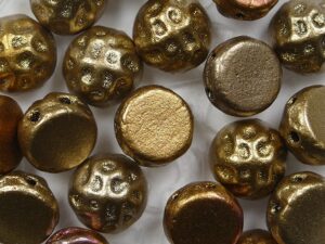 BQ2Cab-01620 Baroque 2-Hole Cabochon 7 mm Crystal Ancient Gold 20 Pc. - Afbeelding 1