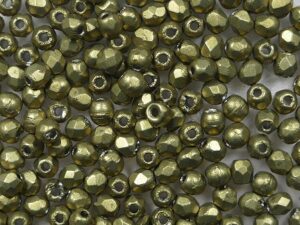 FP1-02-04B08 ColorTrends: Saturated Metallic Golden Lime Czech Glass Facet Firepolish 2,5mm 100 stuks - Afbeelding 1