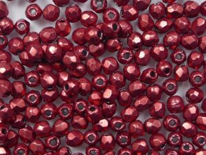 FP1-02-05A08 ColorTrends: Saturated Metallic Cherry Tomato Czech Glass Facet Firepolish 2,5mm 100 stuks