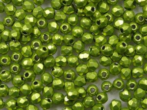 FP1-02-05A09 ColorTrends: Saturated Metallic Lime Punch Czech Glass Facet Firepolish 2,5mm 100 stuks - Afbeelding 1