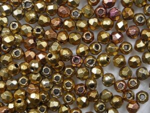FP1-02-K01610JT Matte Metallic Gold Iris Czech Glass Facet Firepolish 2,5mm 100 stuks - Afbeelding 1