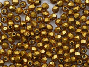 FP1-02-K0174JT Matte Metallic Antique Gold Czech Glass Facet Firepolish 2,5mm 100 stuks