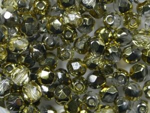FP1-04-00030-26441 Crystal Half Gold Czech Glass Facet Firepolish 4mm 50 stuks
