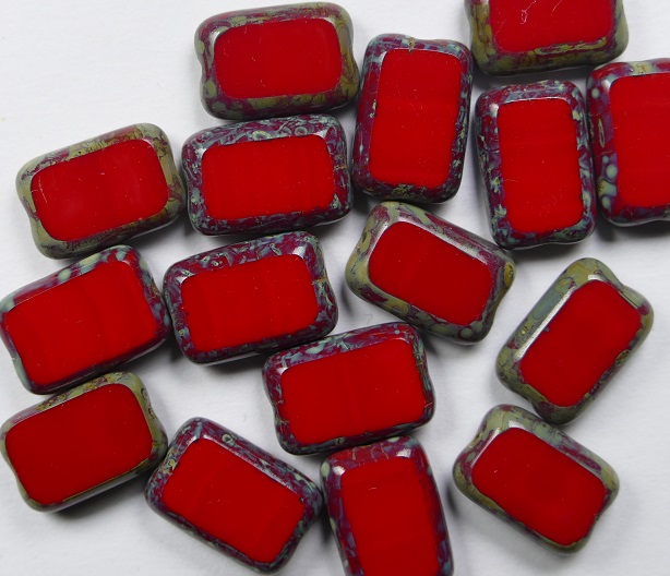 0050294 rectangle 12x8 mm opaque red travertin
