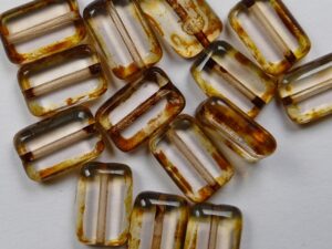 0070441 Transparent Light Rose Travertin Rectangle. 10 Pc. - Afbeelding 1
