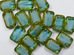 0090422 Transparent/Opal Blue/White Travertin Rectangle. 10 Pc. - Afbeelding 1