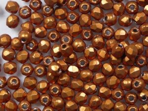 FP1-02-06B06 ColorTrends: Saturated Metallic Russet Orange Czech Glass Facet Firepolish 2,5mm 100 stuks - Afbeelding 1