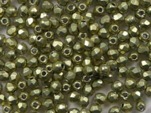 FP1-02-06B09 ColorTrends: Saturated Metallic Limelight Czech Glass Facet Firepolish 2,5mm 100 stuks