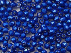 FP1-02-07B03 ColorTrends: Saturated Metallic Galaxy Blue Czech Glass Facet Firepolish 2,5mm 100 stuks