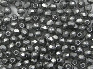 FP1-02-07B08 ColorTrends: Saturated Metallic Frost Grey Czech Glass Facet Firepolish 2,5mm 100 stuks - Afbeelding 1