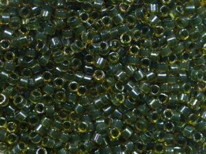 DB-11-0273 Forest Green Lined Topaz AB Miyuki Delica's 11/0