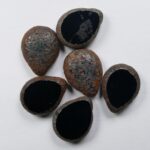 0010499 polished drops 16×12 mm jet stone picasso, color 23980TS