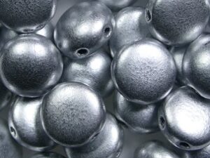 CB-00030-01700 Matte Metallic Silver 2-hole Candy Bead 20 Pc.