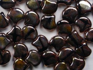GIN-23980-27103BA Matubo 2 Hole Ginko Bead Jet Bronze Apollo 10 gram
