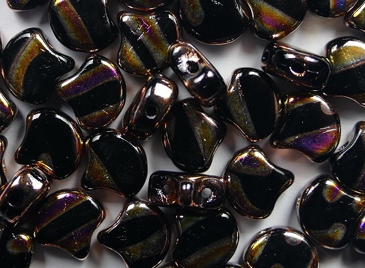 GIN-23980-29503LI Jet Full Sliperit Striped Matubo 2 Hole Ginko Bead GIN-23980-29503LI Jet Full Sliperit Striped Matubo 2 Hole Ginko Bead