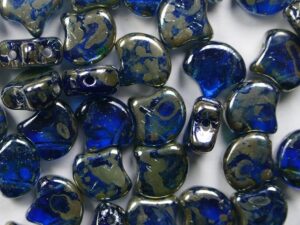 GIN-30060RB Sapphire Rembrandt Matubo 2 Hole Ginko Bead 10 gram