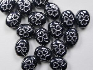 0010500 Hematite White Inlay Oval Clover 20 Pc. - Afbeelding 1