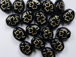 0010501 Jet Gold Inlay Oval Clover 20 Pc.