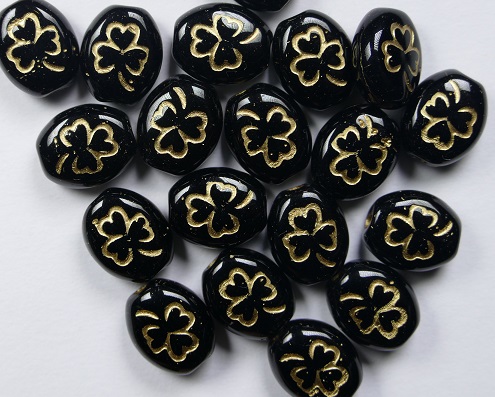 0010501 Oval clover 10x9 mm jet gold inlay color 23980GL