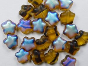 0030334 Matte Tortoise AB Star Glassbeads 25 Pc.