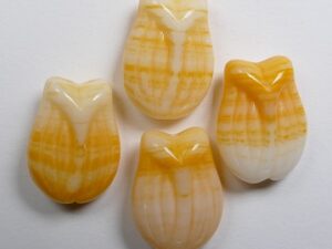 0060127 Tulip Bead White Opal Orange 4 Pc. - Afbeelding 1