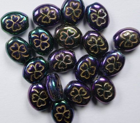 0080706 Oval clover 10x9 mm purple iris gold inlay color 21495GL
