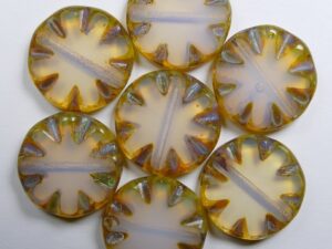 0080707 Amethyst Opal Picasso Table Cut Sun Bead 18 mm 4 Pc.