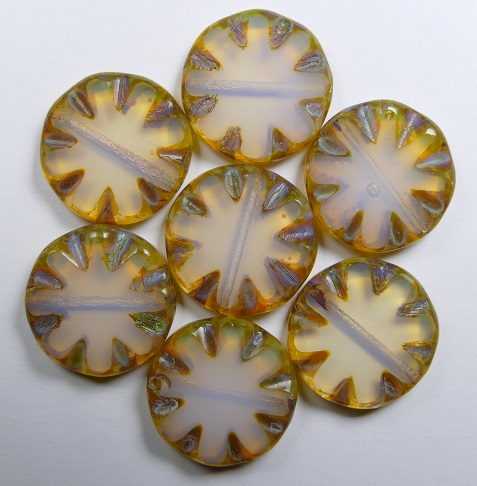 0080707 Amethyst Opal Picasso Table Cut Sun Bead 18 mm 4 Pc 21000-86800