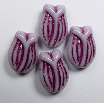 0080708 tulip bead Opaque Light Violet Fuchsia Striped kleur 24000-54321