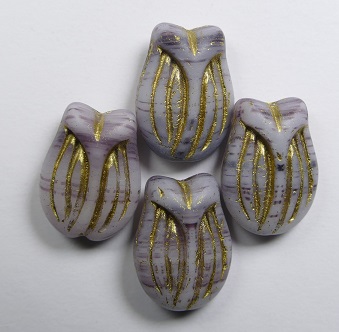 0080709 tulip bead Matte Light Amethyst Purple Melee Gold Striped kleur R2238-84100-54302