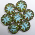 0090429 Aquamarine Picasso Table Cut Sun Bead 18 mm 4 Pc 60010-86800