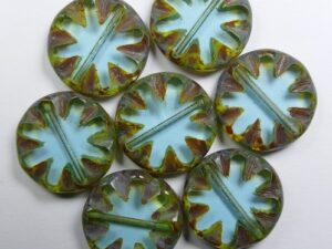 Aquamarine Picasso Table Cut Sun Bead 18 mm