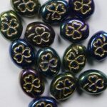 0100546 Oval clover 10×9 mm green iris gold inlay color 21455GL