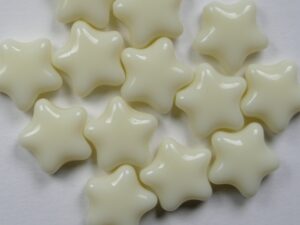 0130138 Glow Yellow Stardust Star Glassbeads 15 Pc.