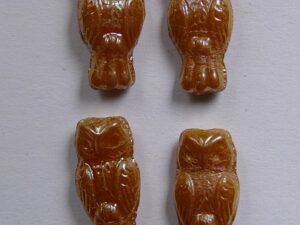 OWL-02010-29123 Owl Bead Alabaster Full Apricot 12 Pc.