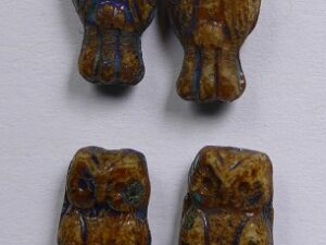 OWL-13020-86800 Owl Bead Isabella (Opaque Beige) Travertin 12 Pc. - Afbeelding 1