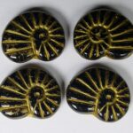 0010506 shell beads 17×13 mm opaque black gold washed color 23980-54302