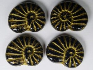 0010506 Shell Beads Jet Gold Washed 5 Pc - Afbeelding 1