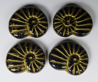 0010506 shell beads 17x13 mm opaque black gold washed color 23980-54302