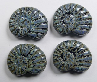 0010507 shell beads 17×13 mm jet dark picasso color 23980-86805