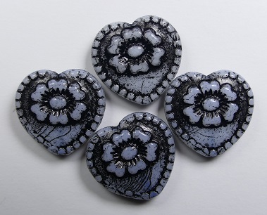 0020311 hearts with flower beads snow white black washed color 02020-46441