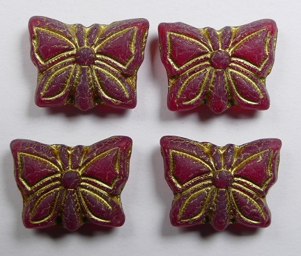 0050302 Matte Siam Ruby Gold Patina Butterfly Beads 15x12 mm kleur 90080-54302-84100