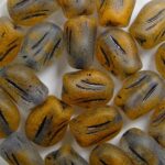 0060128 mini tulip bead 9×7 mm matte crystal-orange melee black patina kleur R0912